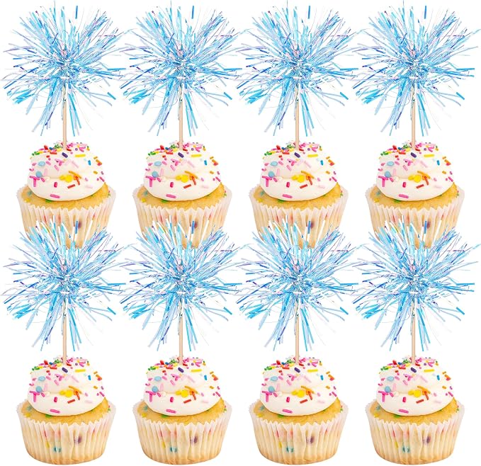 30 PCS Foil Firework Cupcake Toppers Happy Birthday Cupcake Toppers Sparkle - Image 8