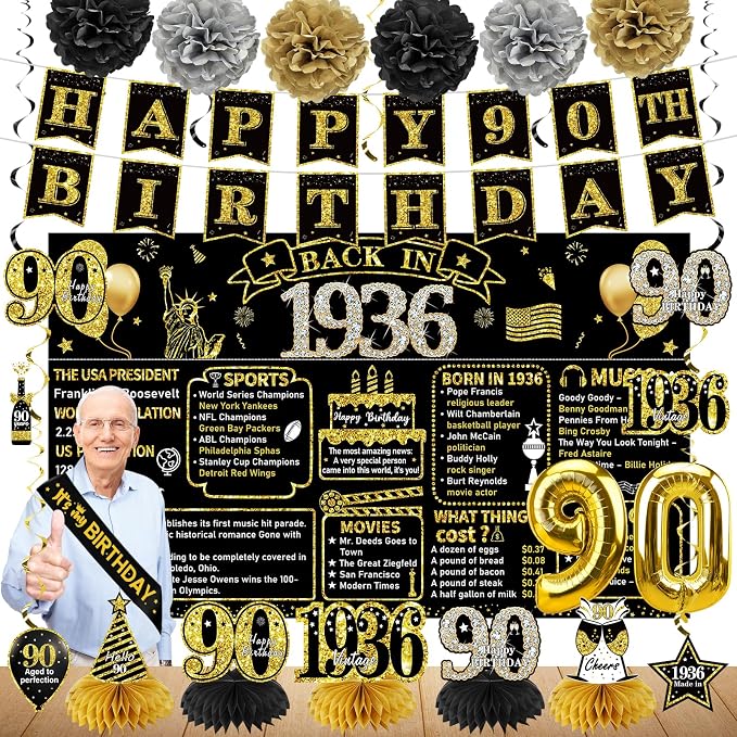 Zirtorei 90th Birthday Decorations by Zirtorei