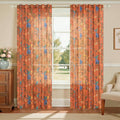 90 Inch Boho Floral Curtains Tropical Bird Print Linen Semi Sheer Window Drapes by JOOJA