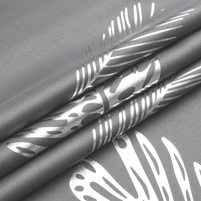 Grey and Silver Blackout Curtains 2 Panels Window Curtain Panels - Image 8