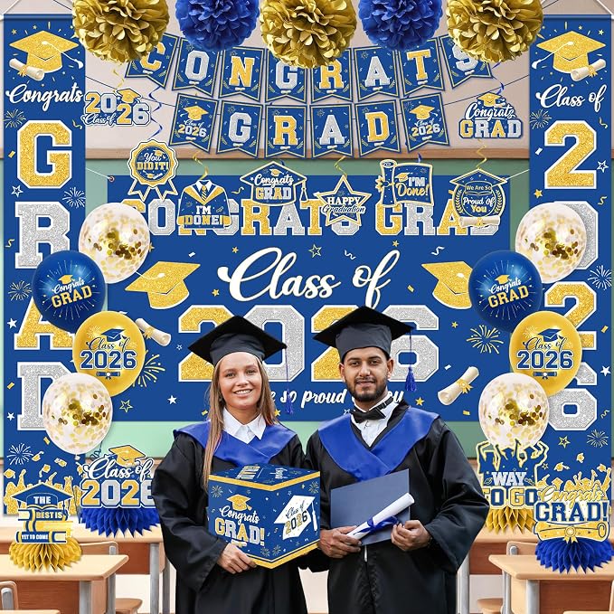 Graduation Decorations Class of 2026 Blue and Gold Graduation Decorations - Image 2
