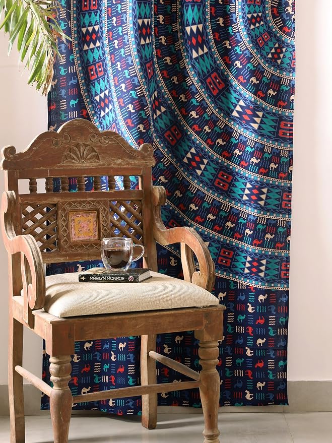 Popular Handicrafts Blue Hippie Mandala Art of Camel Curtains 100 Inch Length - Image 4