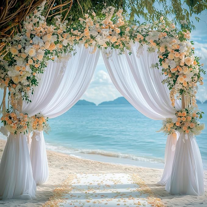 White Backdrop Curtain for Wedding Parties Backdrop Drapes 10x8FT | Wrinkle - Image 5