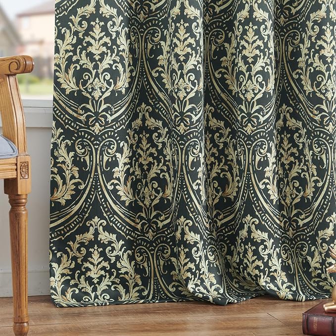 jinchan Blackout Curtains for Bedroom, Vintage Medallion Art Deco Drapes - Image 9