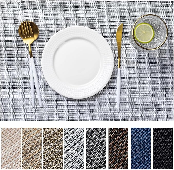 LEXMORE Placemats Set of 8 Vinyl/Plastic Woven Place Mats by lexmore