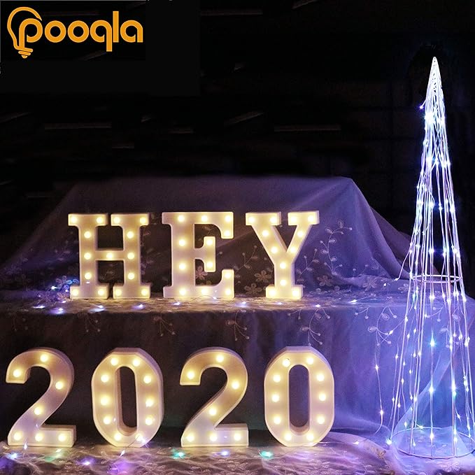 Pooqla LED Marquee Letter Lights Sign, Light Up Alphabet Letter for Home Party Wedding Decoration V