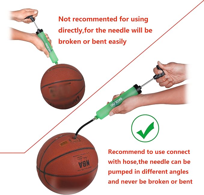 SKOLOO 10" Portable Hand Air Ball Pump Inflator Kit - Image 5