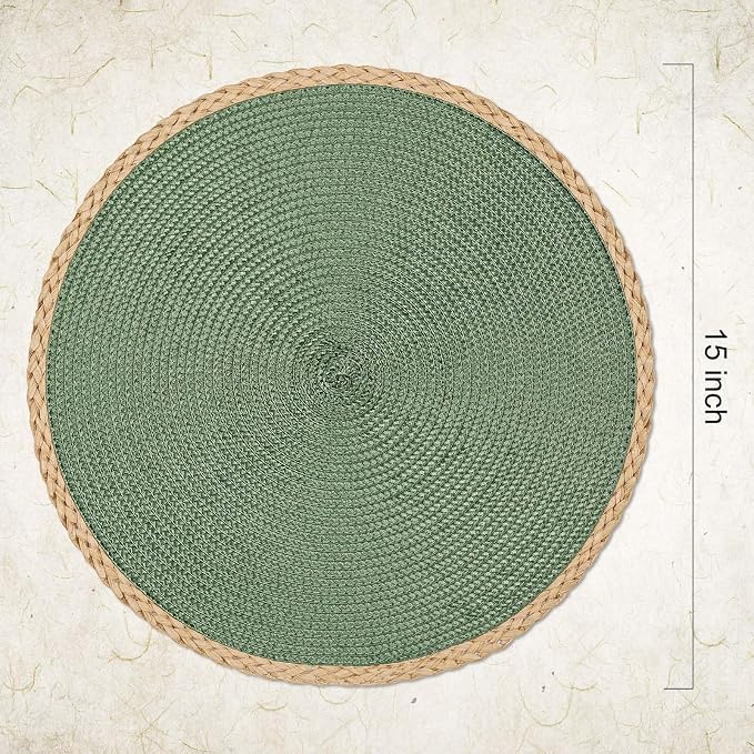Round Placemats Set of 4, Woven Table Mats, Thin Edge, 15 Inch Diameter - Image 2