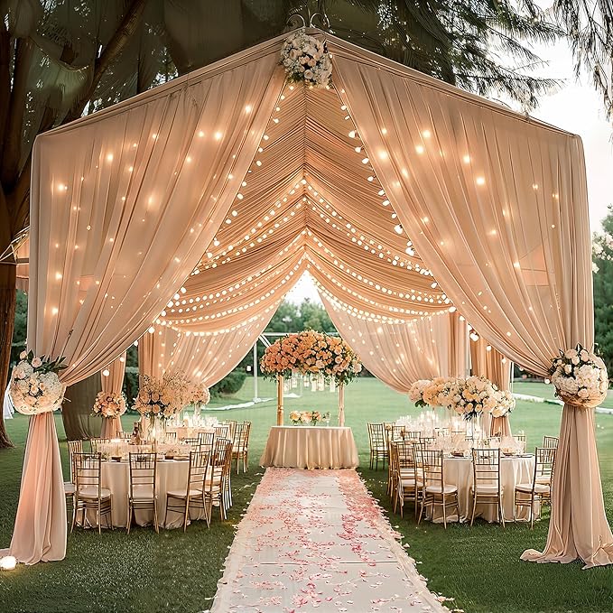 6 Panels Deep Champagne Ceiling Curtains - Image 9