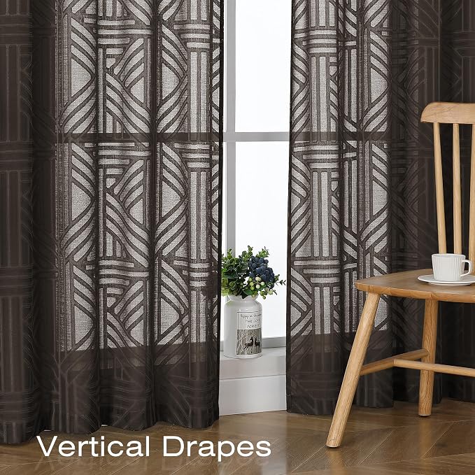 Simplebrand Chocolate Sheer Curtains 72 Inch Length 2 Panels - Image 5
