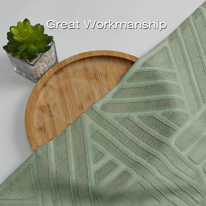 Simplebrand Sage Green Semi Sheer Curtains 63 Inch Length 2 Panels, Light - Image 6