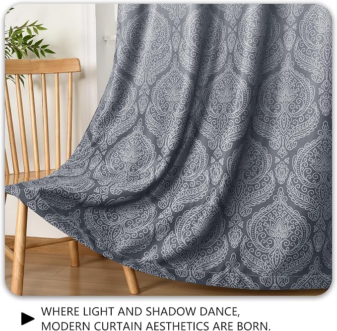 DWCN Grey 100% Blackout Curtains - Image 6