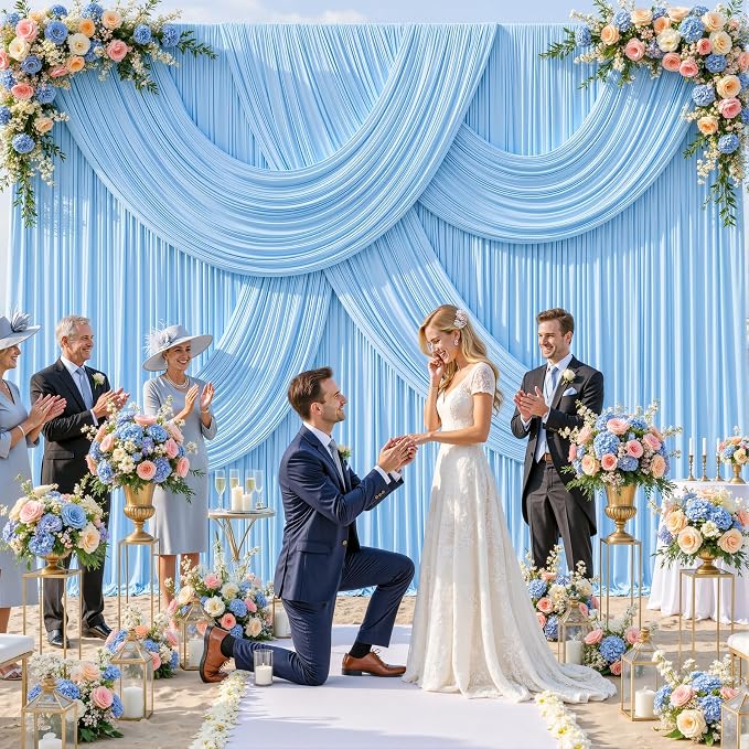 6 Panels Baby Blue Backdrop Curtains - Image 3