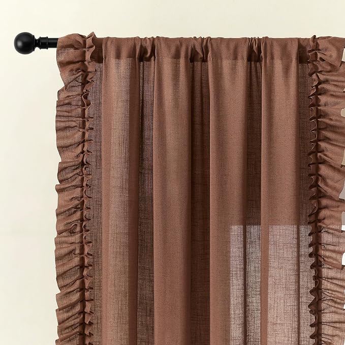 Dark Terracotta Ruffle Curtains - Image 3