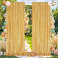 Gold Sequin Backdrop Curtains 2Panels 2x8ft by FYLEDAEETABLECLOTHS