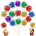Chinco 100 Pcs Foil Firework Cupcake Toppers Sparkle Tinsel Cake Toppers Cake by Chinco