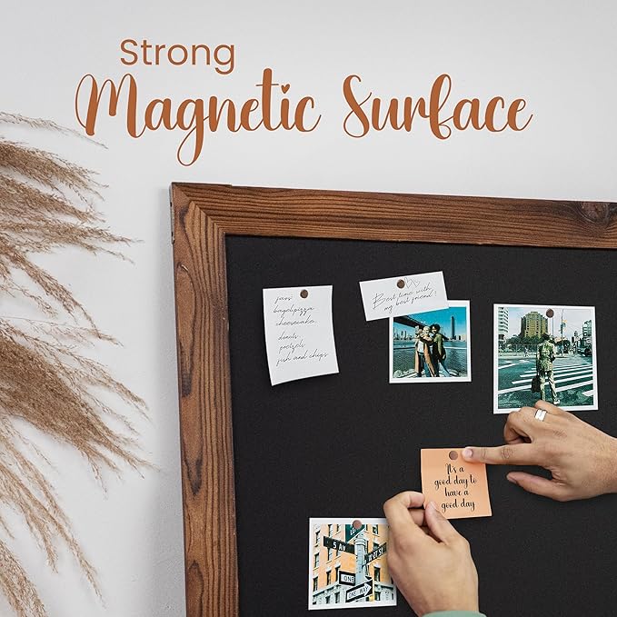 Loddie Doddie Magnetic Chalkboard Sign - 20 x 30 in Rustic Wood Frame - Easy-Erase Surface & Chalkboard Calendar for Wall - Magnet Board for Wall