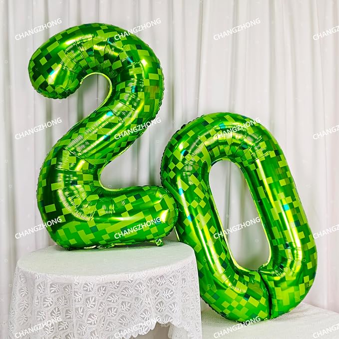 40 inch giant Green pixel miner game number 3 balloon | Large mining theme foil - Image 4