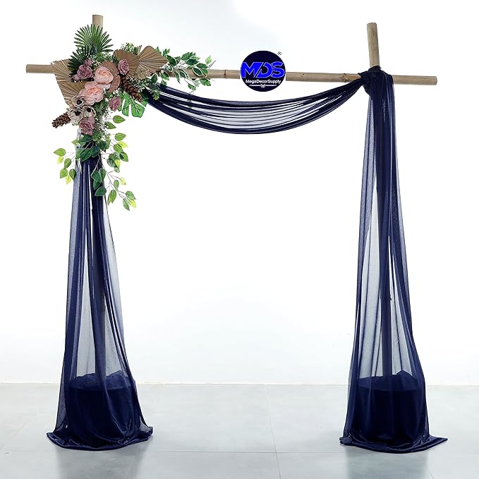 MDS Halloween Chiffon Draping Fabric - 1 Panel, 30" Wide x 40ft Long - Sheer Spooky Arbor & Canopy Drapery for Haunted House Backdrops, Party Ceilings, DIY Costumes & Themed Events - Navy Blue