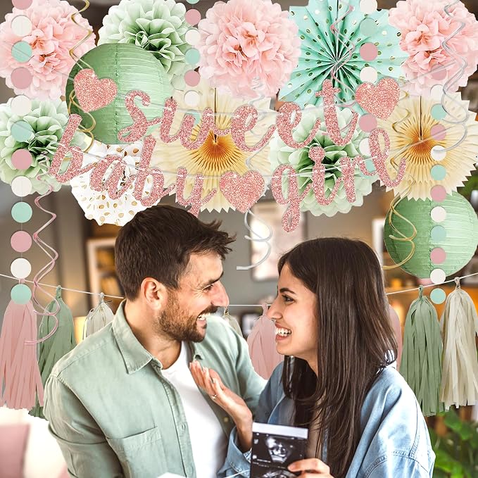 Sage Green and Blush Pink Baby Shower Decorations - Image 5