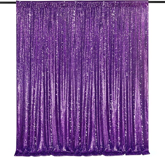 Purple Sequin Backdrop 8ft x 8ft Glitter Party Backdrop Curtains | Glitter by QueenDream
