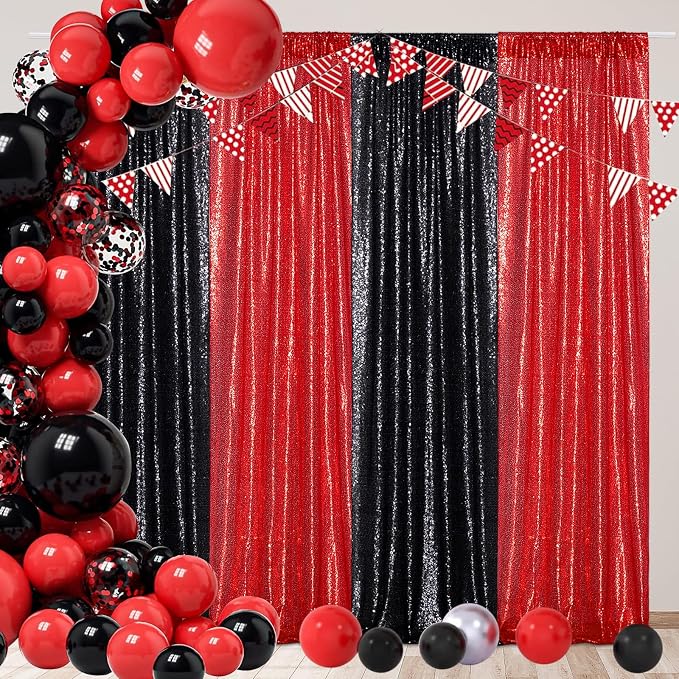 Poise3EHome Black Sequin Backdrop Curtains, 4 Panels 2FTx8FT Glitter Background - Image 4