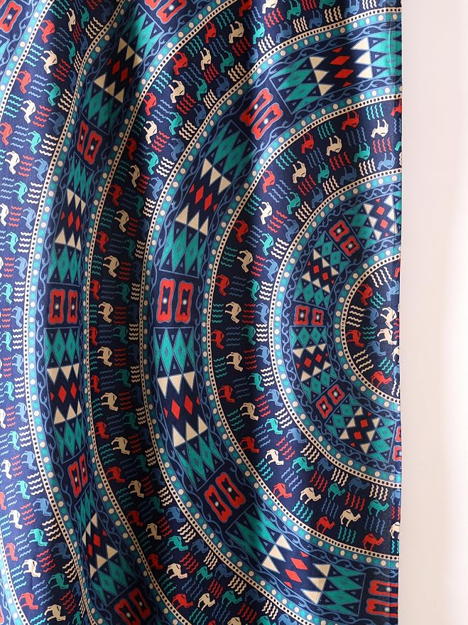 Popular Handicrafts Blue Hippie Mandala Art of Camel Curtains 100 Inch Length - Image 7