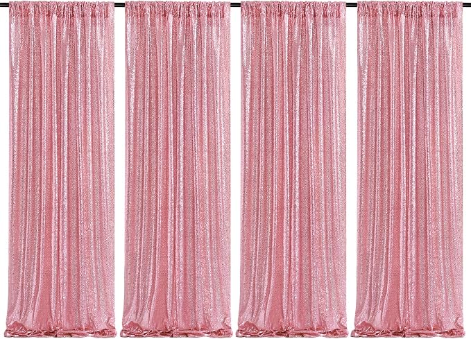 Sequin Backdrop 4 Pcs 2ftx8ft Glitter Blush Pink Party Backdrop Curtain Wedding by SoarDream