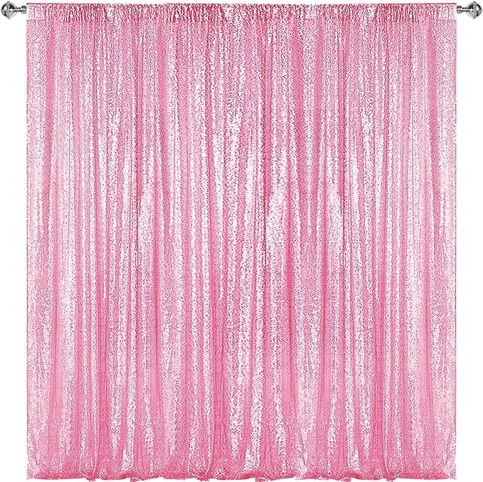 Sugargirl Matte Pink Sequin Backdrop Curtain 8FTx8FT Glitter Matte Pink by Sugargirl