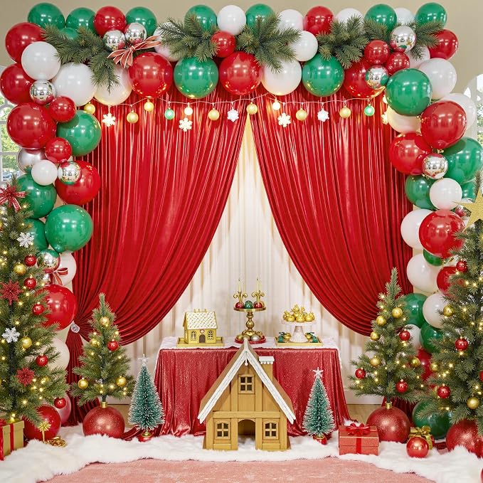 10x10ft Thick Red Glitter Backdrop Curtain Panels - Image 9