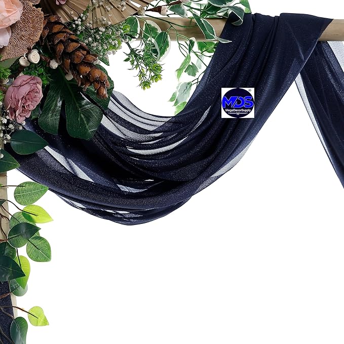 MDS Halloween Chiffon Draping Fabric - 1 Panel, 30" Wide x 75ft Long - Sheer Spooky Arbor & Canopy Drapery for Haunted House Backdrops, Party Ceilings, DIY Costumes & Themed Events - Navy Blue