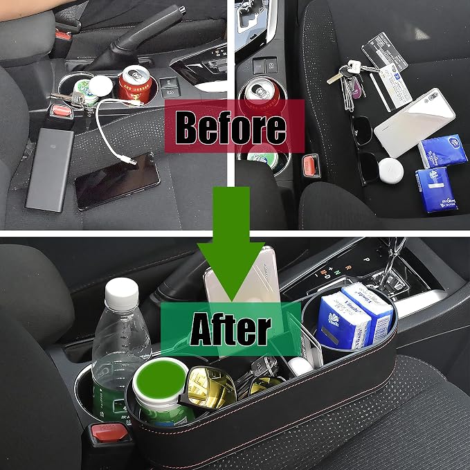 Console Side Pocket Cup Holder for Car, Slim Black | Car Seat Gap Filler - Image 7