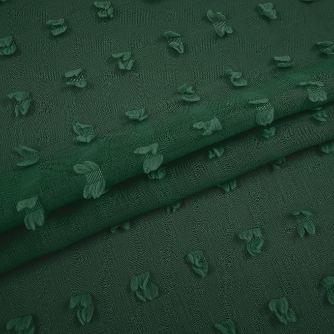 KOUFALL Dark Green Curtains for Bedroom Bathroom, Short Sheer Vintage Retro - Image 4