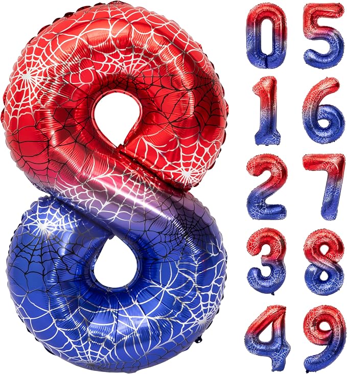 40 IN Red Blue Gradient Number 8 Balloon Large Digital 8 Foil Balloon | by YOIOZAIZAI