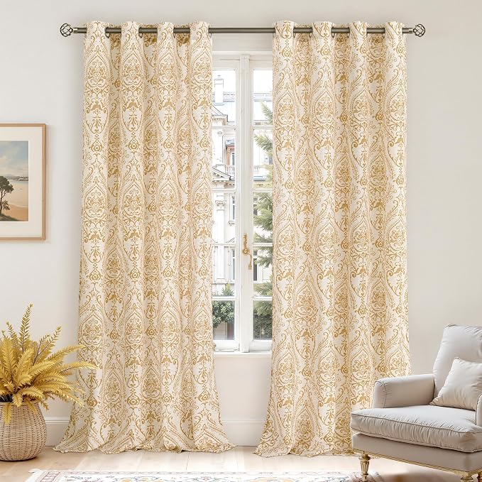 Linen Curtains 84 Inches for Living Room, Grommet Light Filtering Country - Image 2