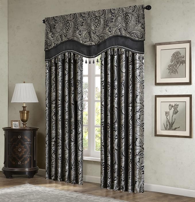 Madison Park Faux Silk Paisley Jacquard, Rod Pocket Curtain - Image 8
