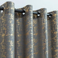Taisier Home Gold Foil Print Linen Textured Curtains Geometric Dots Pattern by TaisierHome