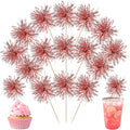 40 PCS Foil Firework Cupcake Toppers Rose Gold Sparkler Cupcake Picks Sparkle by ZHUOWEISM