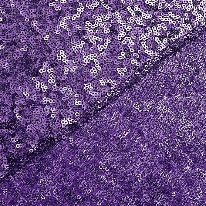 Sugargirl Purple Sequin Backdrop Curtain 4 Panels 2FTx8FT Glitter Purple Background Drapes Sparkle Photography Backdrop for Party Wedding Birthday Wall Decoration