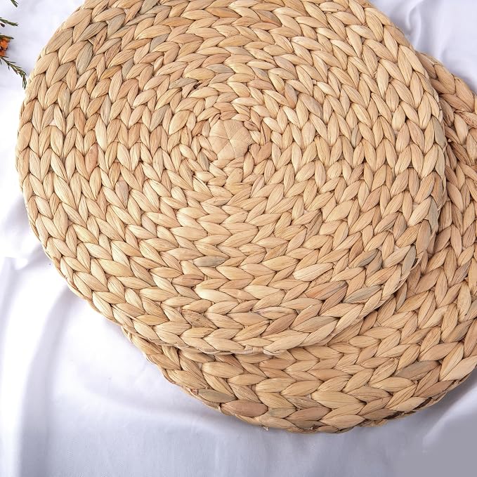 13.5" Water Hyacinth Woven Round Placemats Set of 6 - Image 6