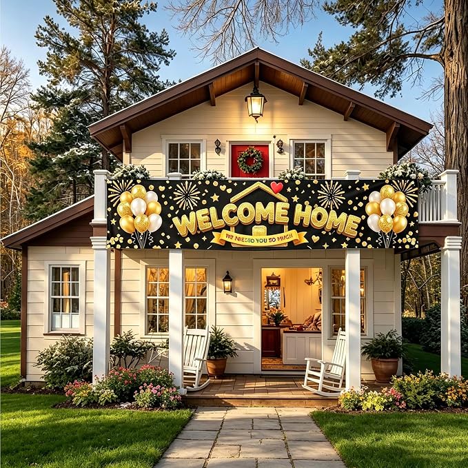 Welcome Home Banner Sign for Front Door Porch, 6x1.3 ft Long Narrow Welcome - Image 5