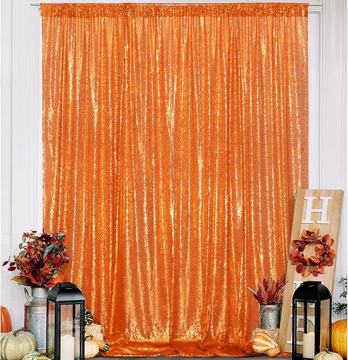 Eternal Beauty Orange 3mm Sequin Backdrop 10x10 Ft - Image 2