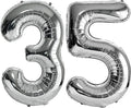 FIROMI 35 Number Balloons Silver Big Foil Mylar 53 Balloon Numbers 40 inch | by Firomi