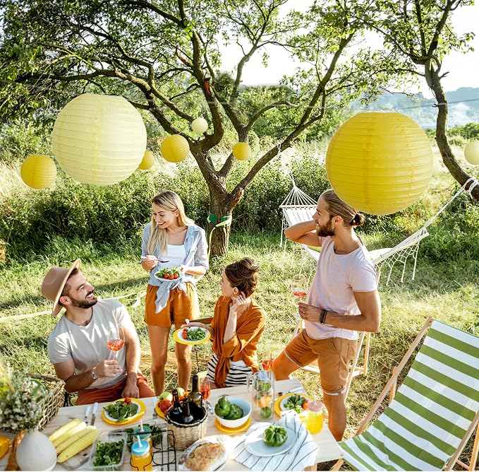 20Pcs Yellow Paper Lanterns Decorative, Hanging Lanterns - Image 8
