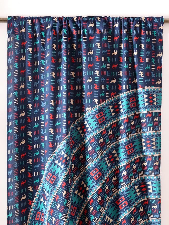 Popular Handicrafts Blue Hippie Mandala Art of Camel Curtains 100 Inch Length - Image 8
