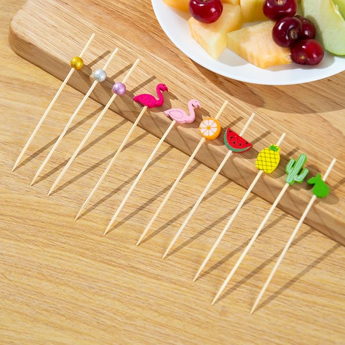 Bamboo Cocktail Picks 200 Pack – Tropical Fruit Toothpicks 4.7 Inch Cocktail - Image 7