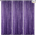 Sugargirl Purple Sequin Backdrop Curtain 3 Panels 2FTx8FT Glitter Purple by Sugargirl