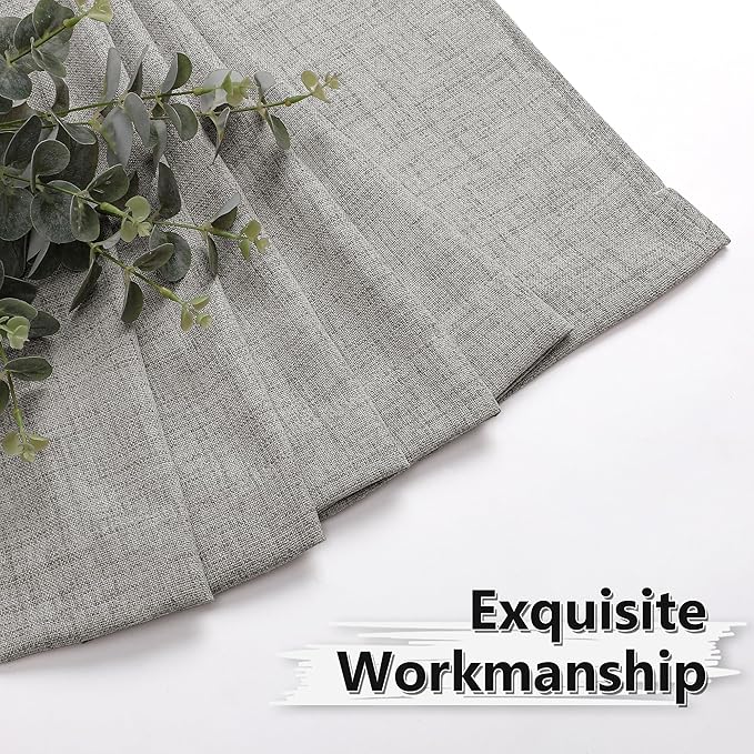 Tollpiz Linen Curtain Living Room Rod Pocket Semi Sheer Curtains Burlap Light - Image 7