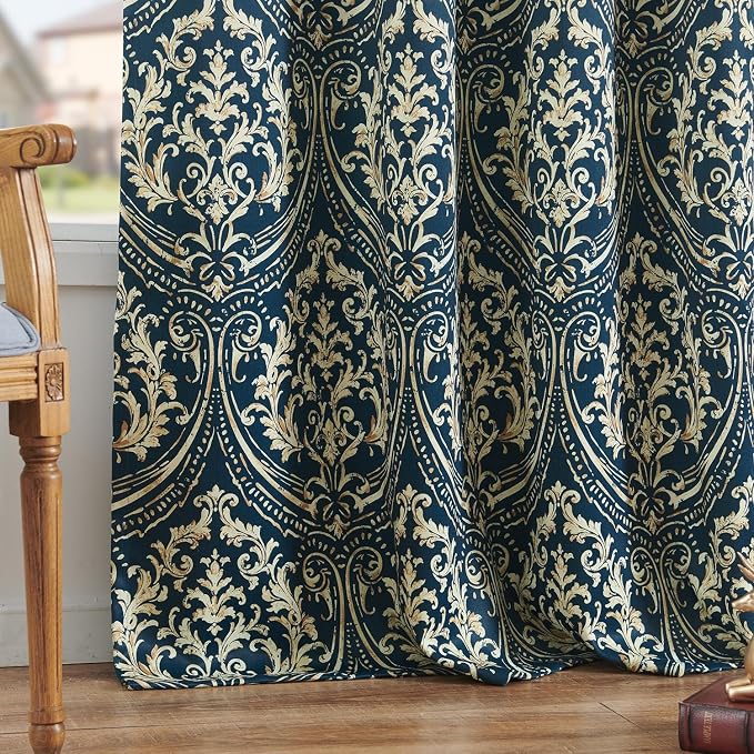 jinchan Blackout Curtains for Bedroom, Vintage Medallion Art Deco Drapes - Image 9