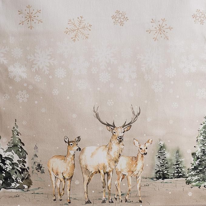 Maison d' Hermine Table Runner 100% Cotton Single Layer Table Runners 90 inches Long for Thanksgiving Christmas Decorations Home Kitchen Dining Party Wedding (Deer in The Woods, 14.5" x 90")